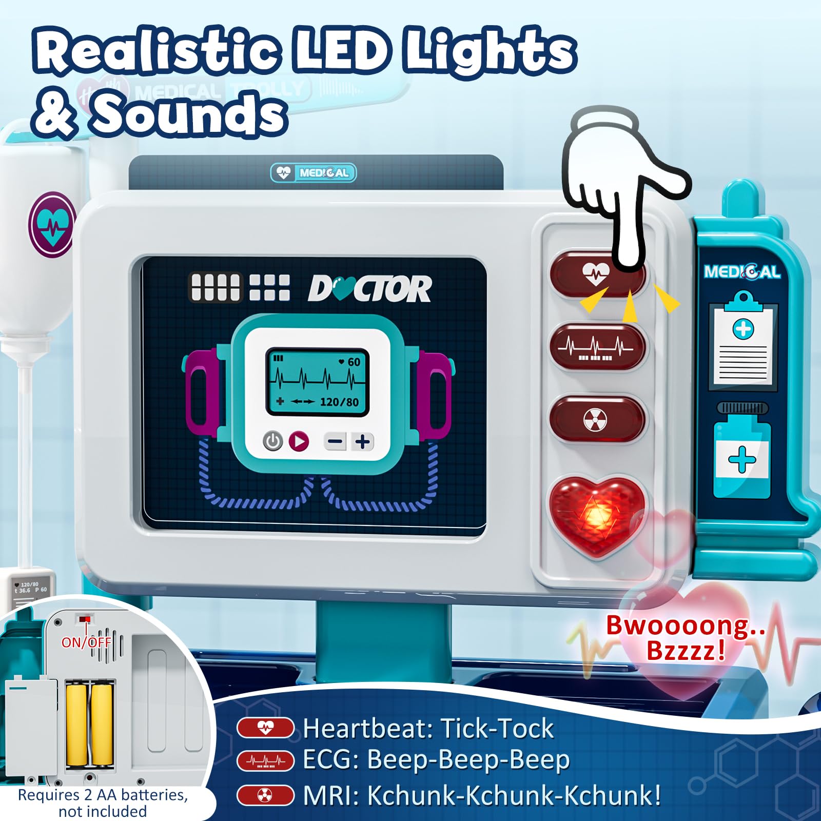 Lehoo Castle Doctor Kit ECG sounds enhance imaginative medical play