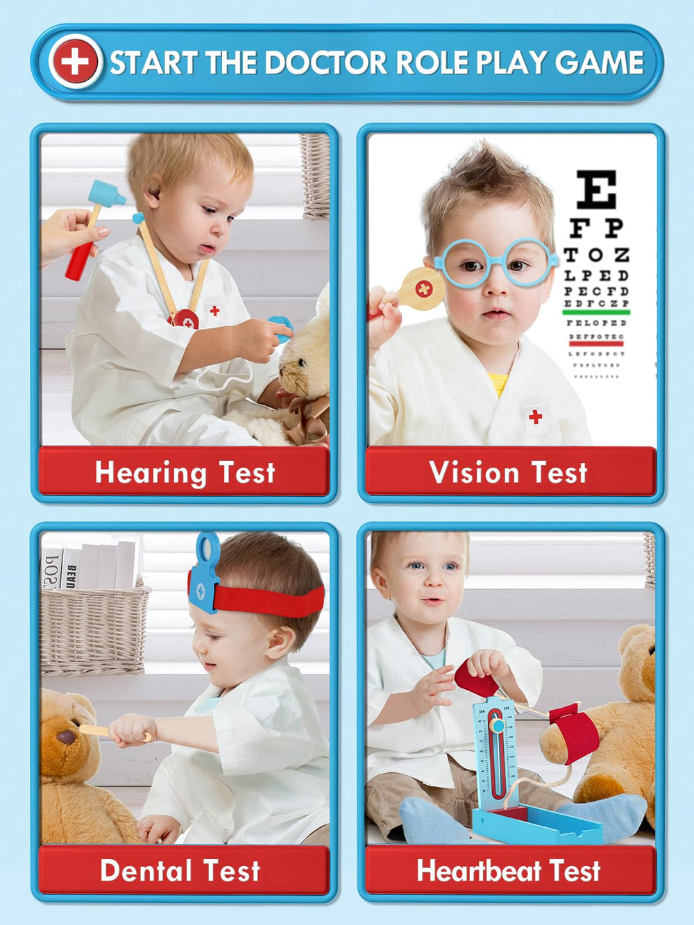 Lehoo Castle Doctor Kit hearing tester for patient checkups in play.