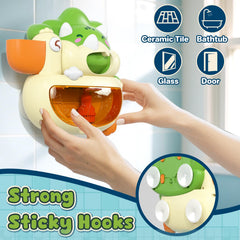 Durable plastic construction withstands splashy bath sessions.