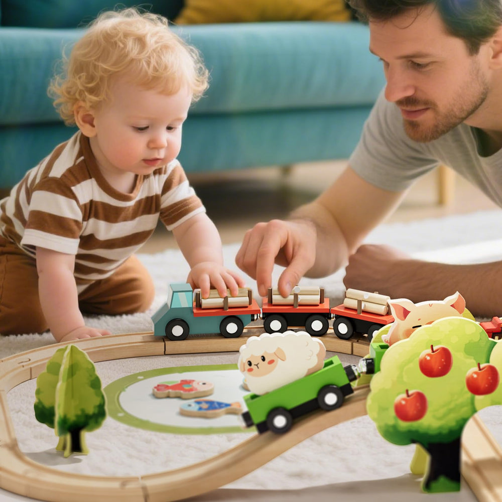 Lehoo Castle farm animals wood toy encourages pretend farm adventures.