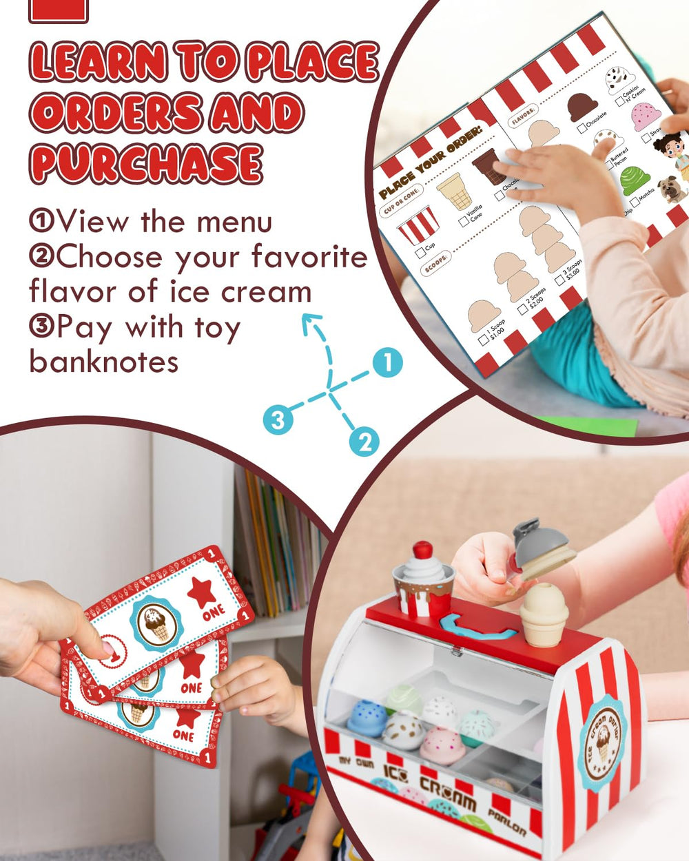 Lehoo Castle flavors display supports scooping, stacking, and creative dessert crafting.