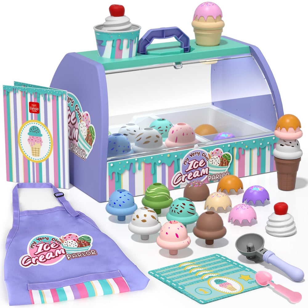 Lehoo Castle ice cream counter playset box display for imaginative pretend play.