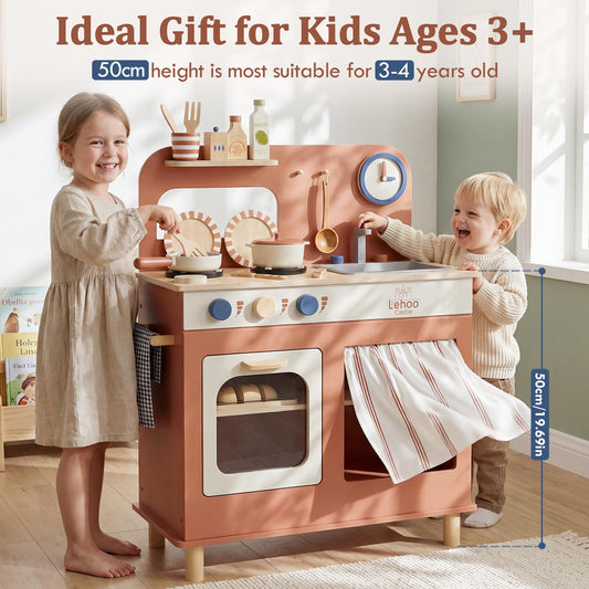 Lehoo Castle play kitchen oven door enhances realistic role-play scenes.