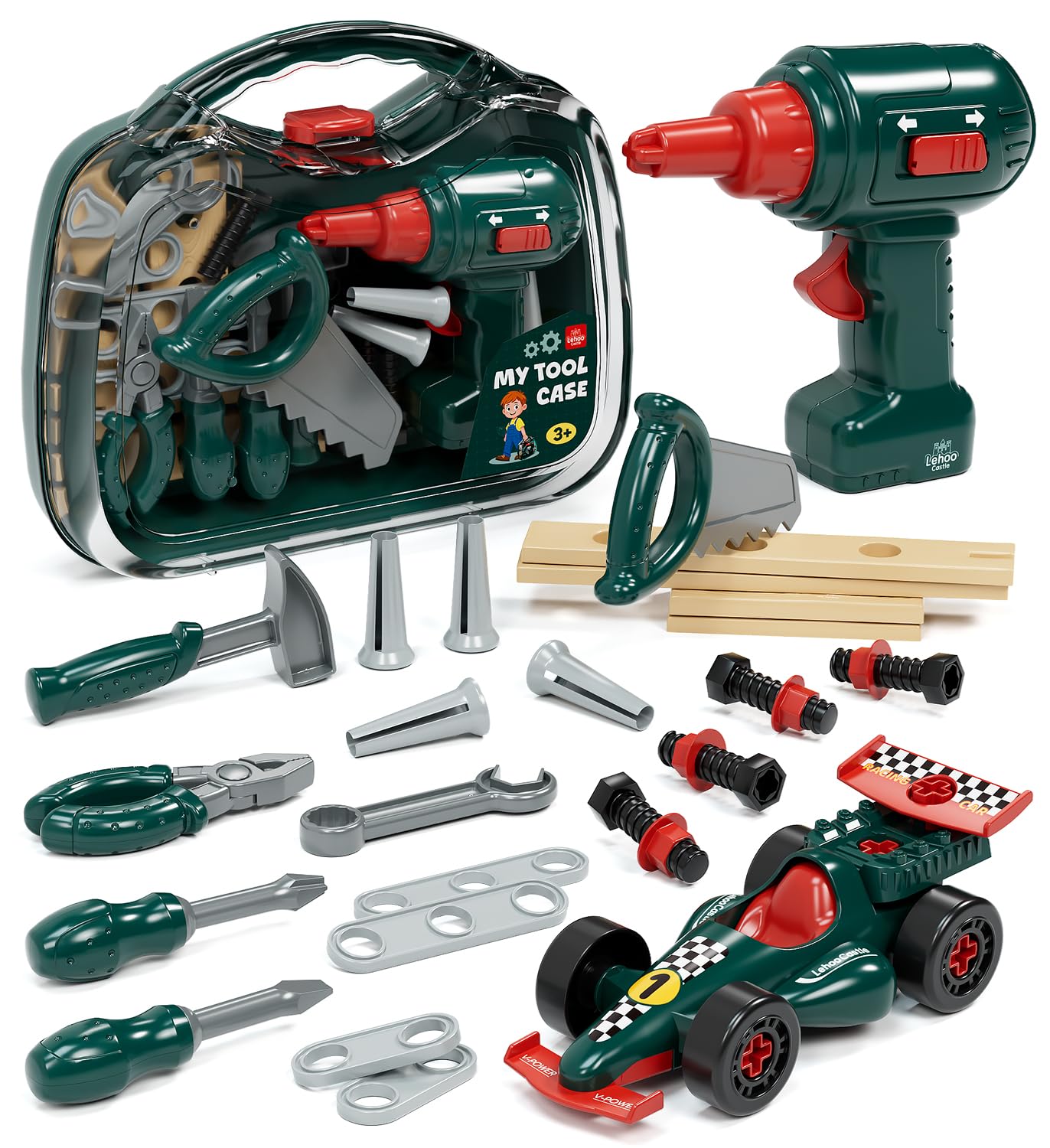 Lehoo Castle electric drill tool set for safe, engaging drilling play.