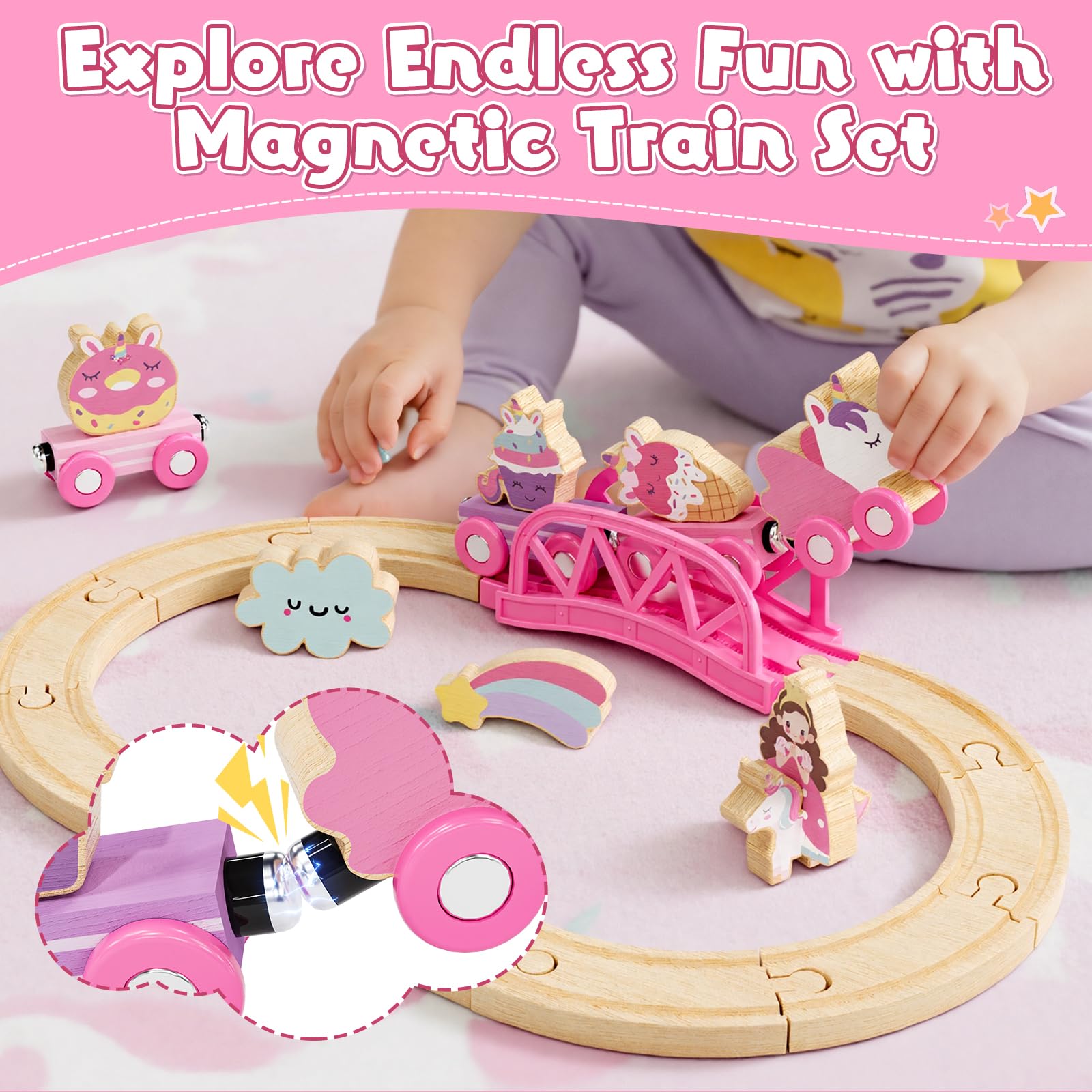 Lehoo Castle magnetic pieces enable easy linking for creative play.