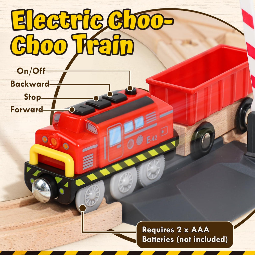 Lehoo Castle magnetic trains glide smoothly on wooden tracks for engaging sessions.