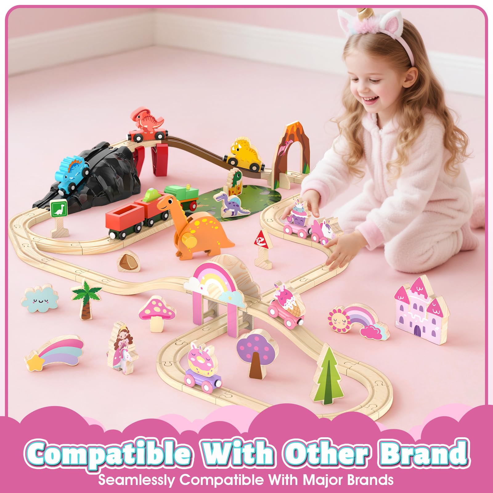 Lehoo Castle pink wooden track with trees for forest adventures