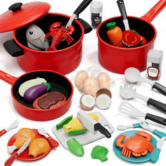 Lehoo Castle play kitchen pots and pans for imaginative cooking sessions.