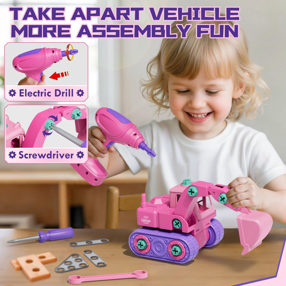 Lehoo Castle removable excavator supports hands-on construction pretend play.