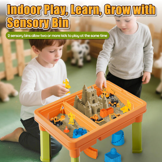 Lehoo Castle sensory table with lid removed for easy access and creativity.