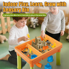 Lehoo Castle sensory table with lid removed for easy access and creativity.