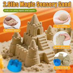 Lehoo Castle sensory table with 26lbs sand ready for tactile exploration.