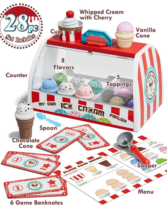 Lehoo Castle toppings tray encourages counting and pretend purchases during play.