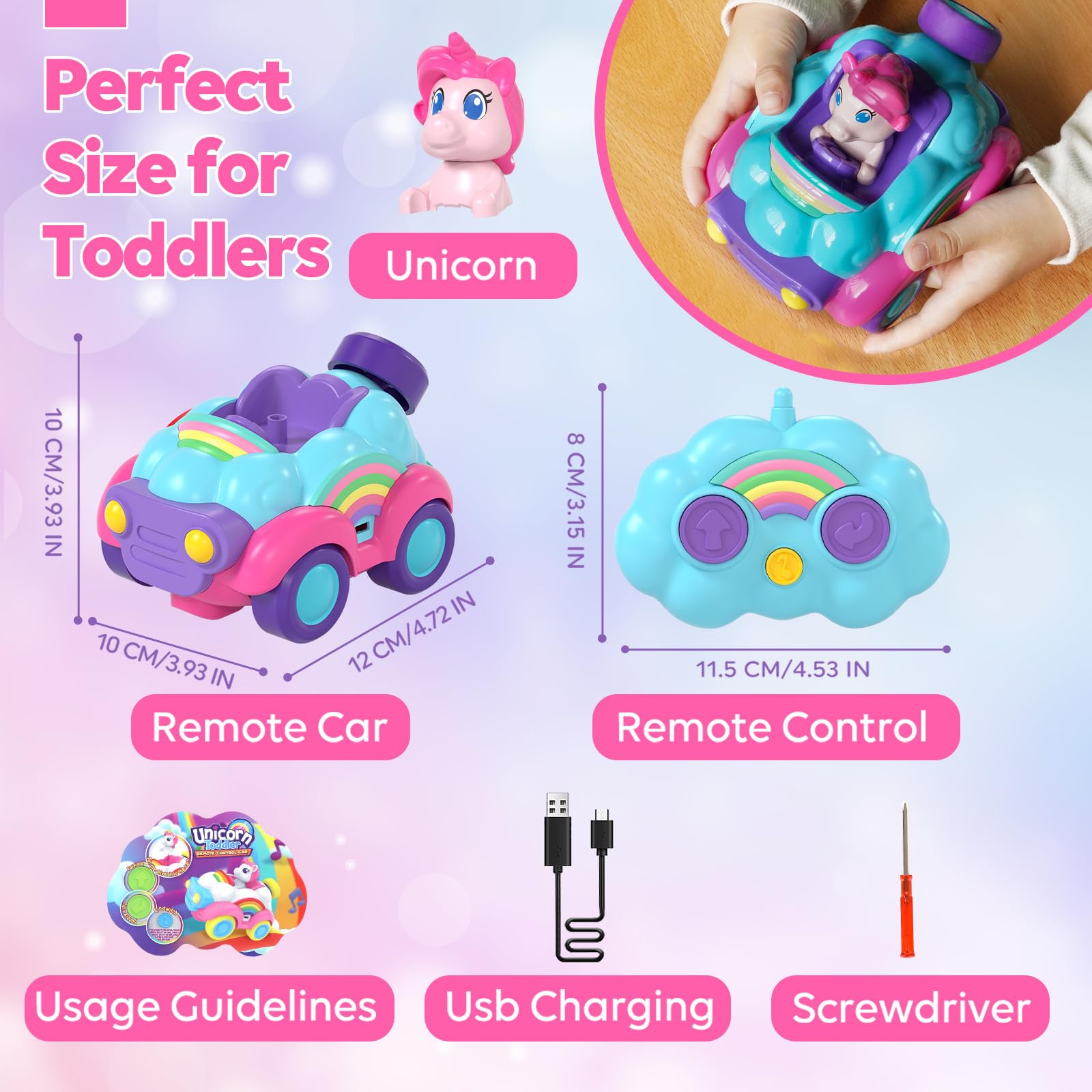 Lehoo Castle Unicorn RC Car removable unicorn figure, interactive role-play option.