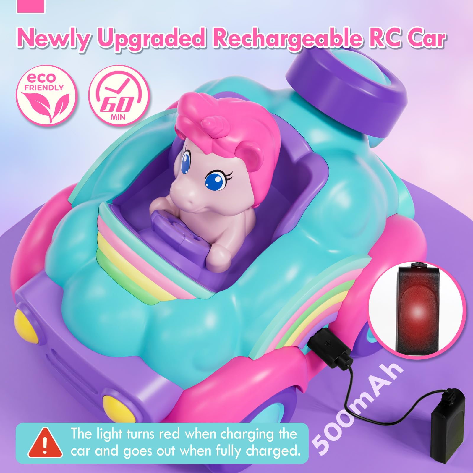 Lehoo Castle Unicorn RC Car side view, great for storytelling and exploration.