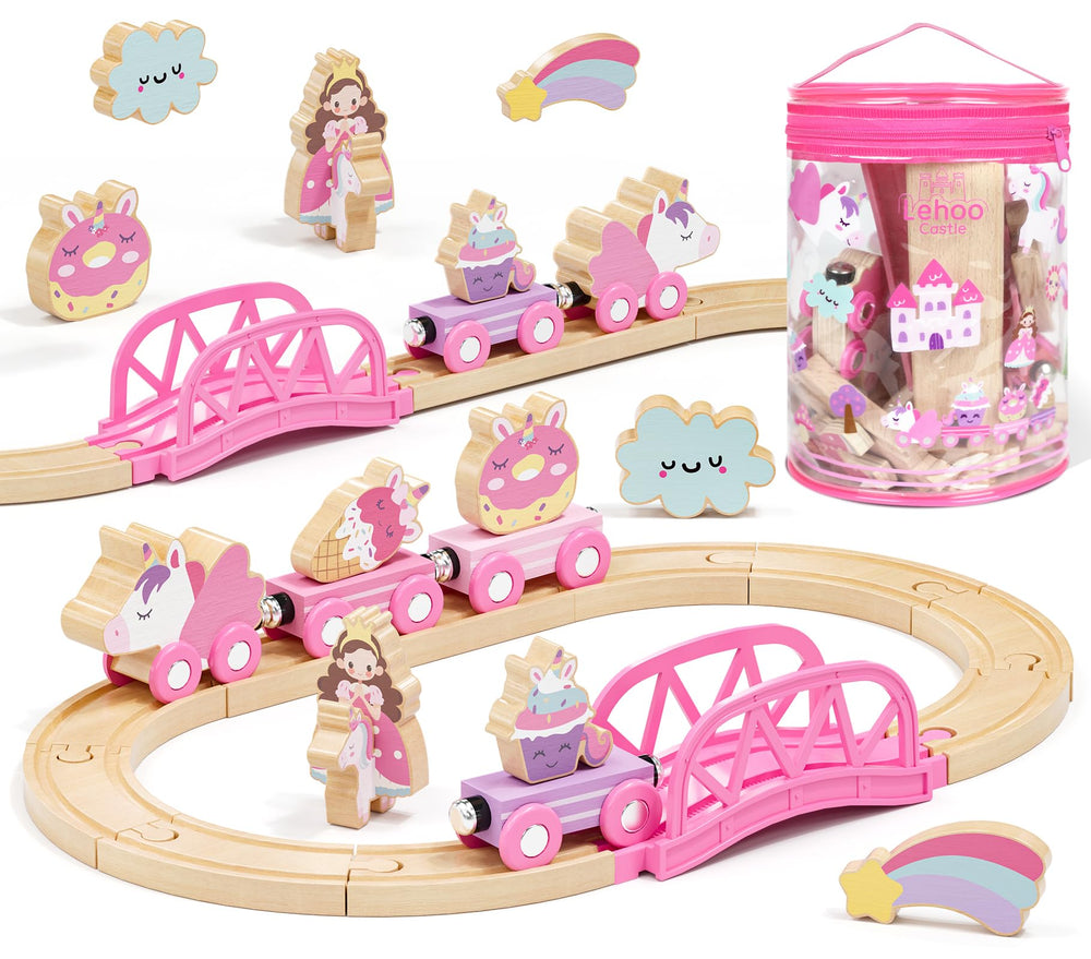 Lehoo Castle unicorn train with magnetic pieces sparks imaginative play.