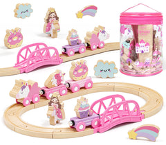 Lehoo Castle unicorn train with magnetic pieces sparks imaginative play.