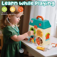 Lehoo Castle vet playset roof storage keeps accessories tidy