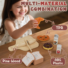 Lehoo Castle wooden knife with Velcro for safe cutting during play.