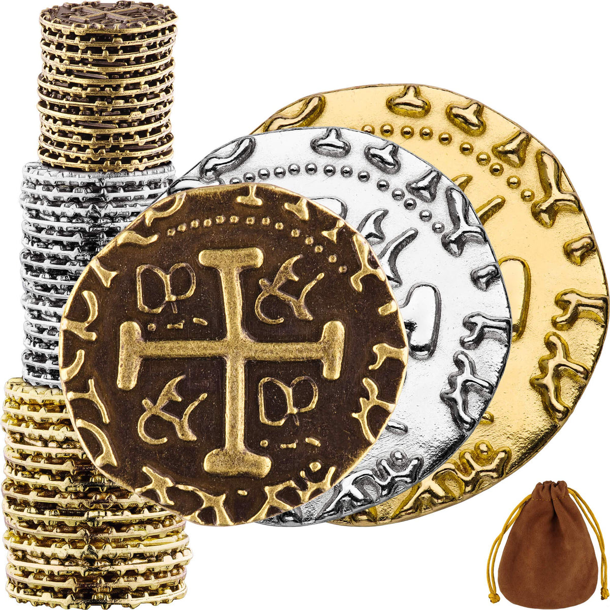 Leib Games large gold pirate coins with authentic metallic shine for cosplay