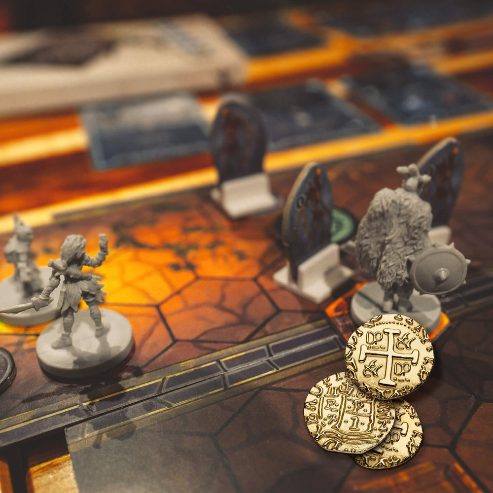 Leib Games metal pirate coins detailed embossing and durable zinc construction for long use