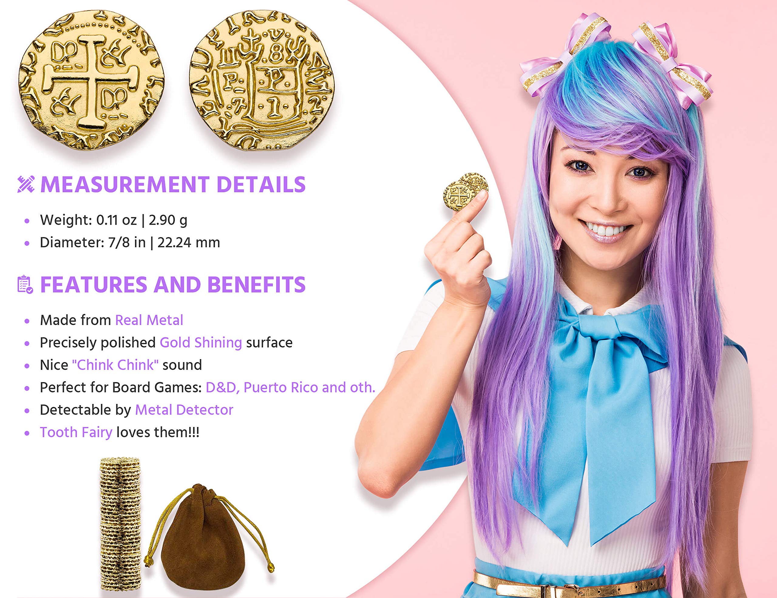Leib Games metal pirate coins wallet pouch highlight portable treasure accessories for parties