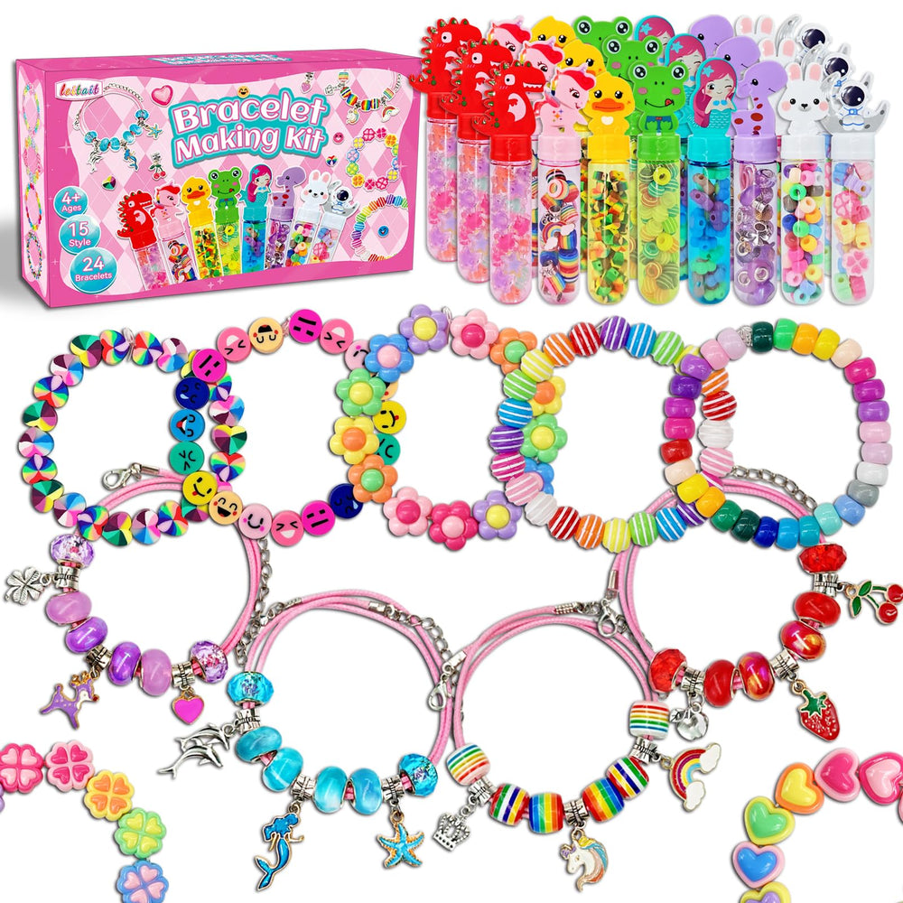 Leitait 24-pack bracelet wands kit for kids to craft colorful bracelets.