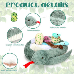 Leitee plush snake eggs and babies close-up, soft fabric for safe, comforting hugs.