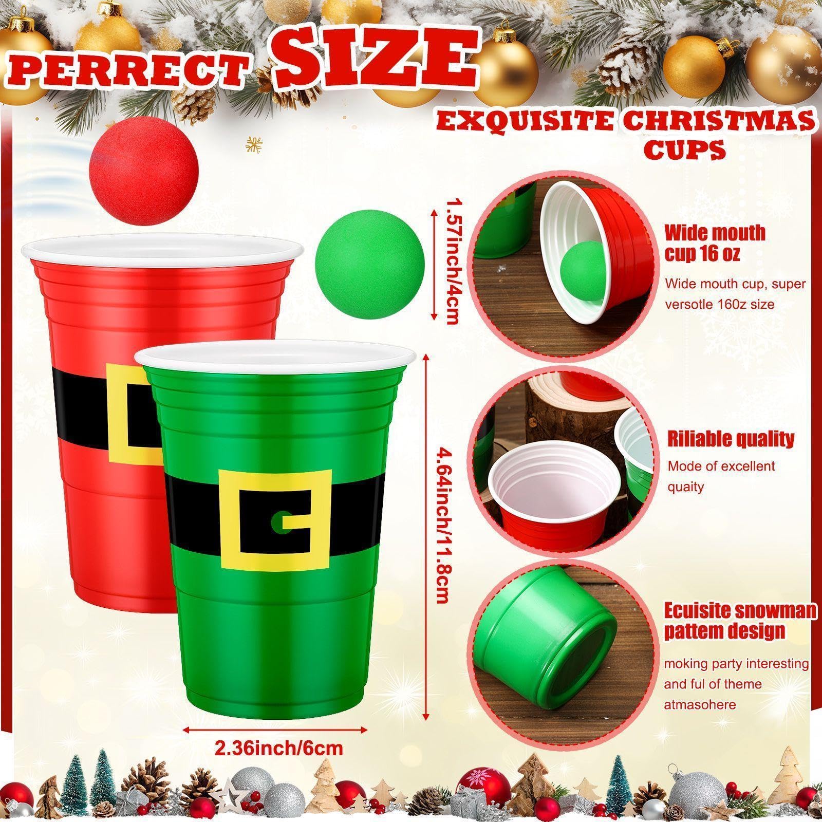 Leitee red and green cups for holiday serving and decor