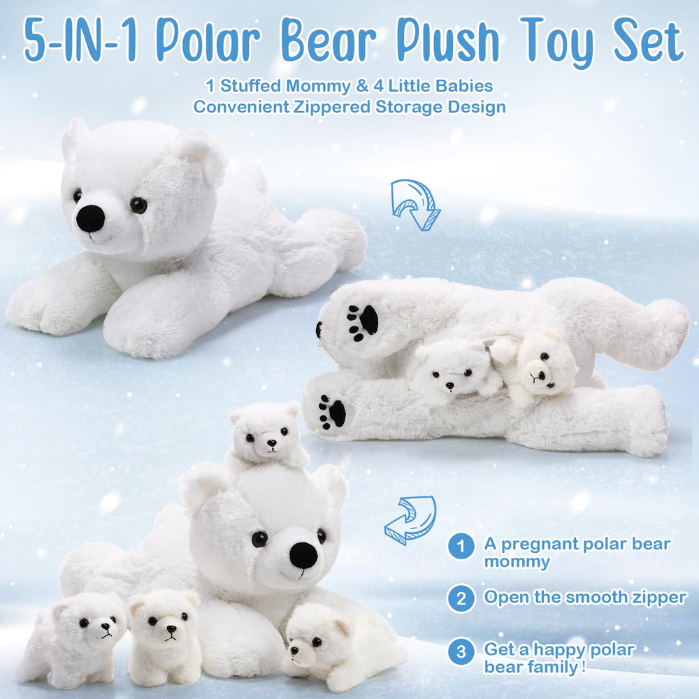 Leitee polar bear back zipper revealing babies