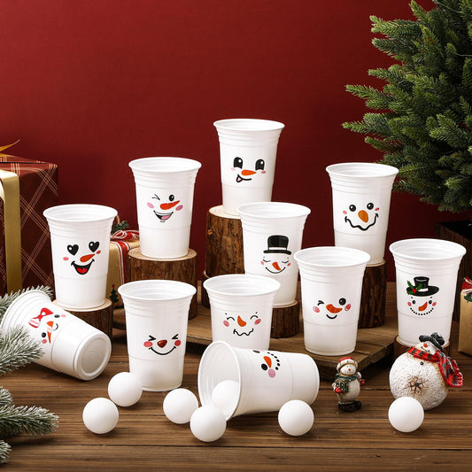 Leitee snowman cups 16oz for festive drinks and party games