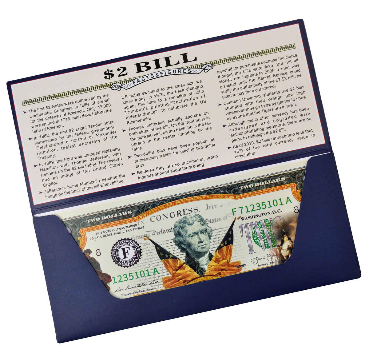 LEKA NEIL 250th anniversary dollar bill with full-color overlay artwork for display
