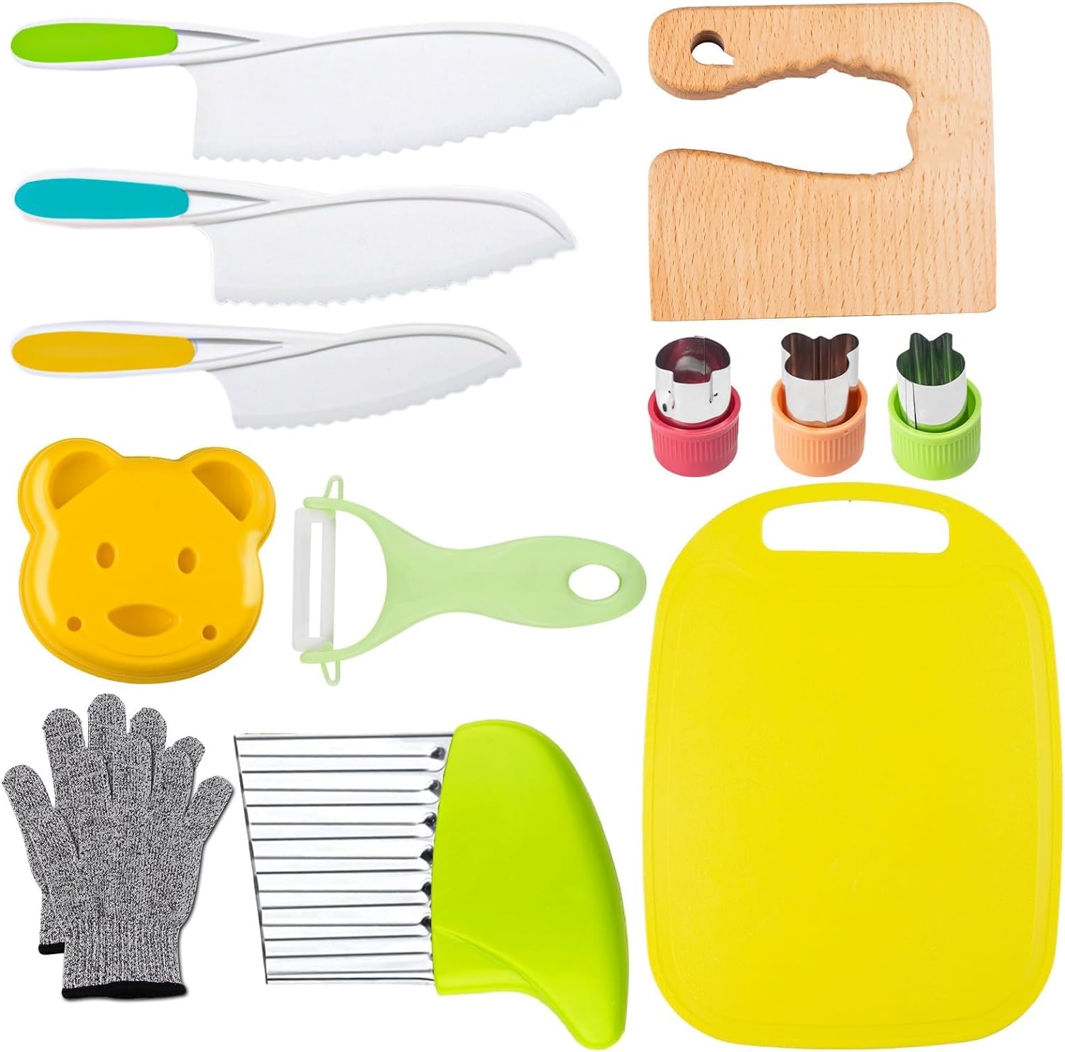 Leking cartoon-pattern wooden knife for safe kid cooking practice