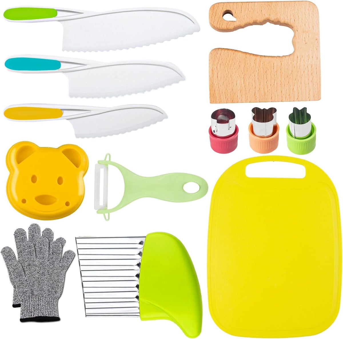 Leking cartoon-pattern wooden knife for safe kid cooking practice