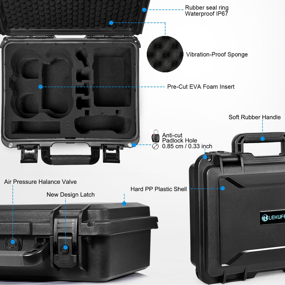 Lekufee case interior with drone fit and foam cutouts for Avata 2