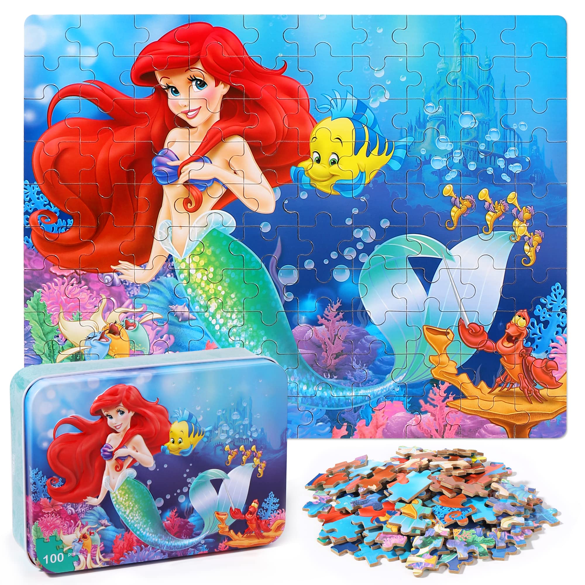 LELEMON Pretty Puzzles in a sturdy metal box for easy storage.
