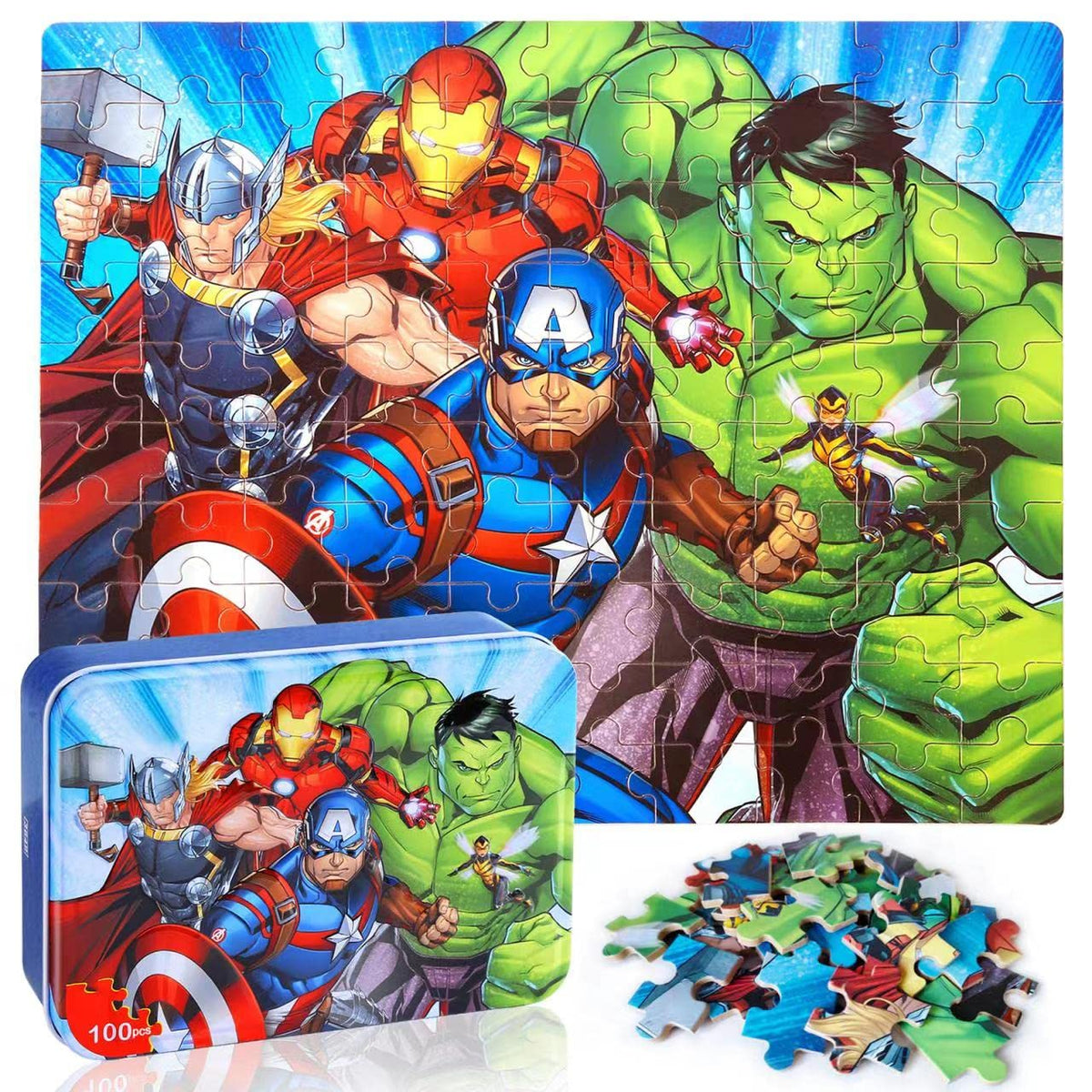 LELEMON 100-piece puzzle in a metal box for travel and storage