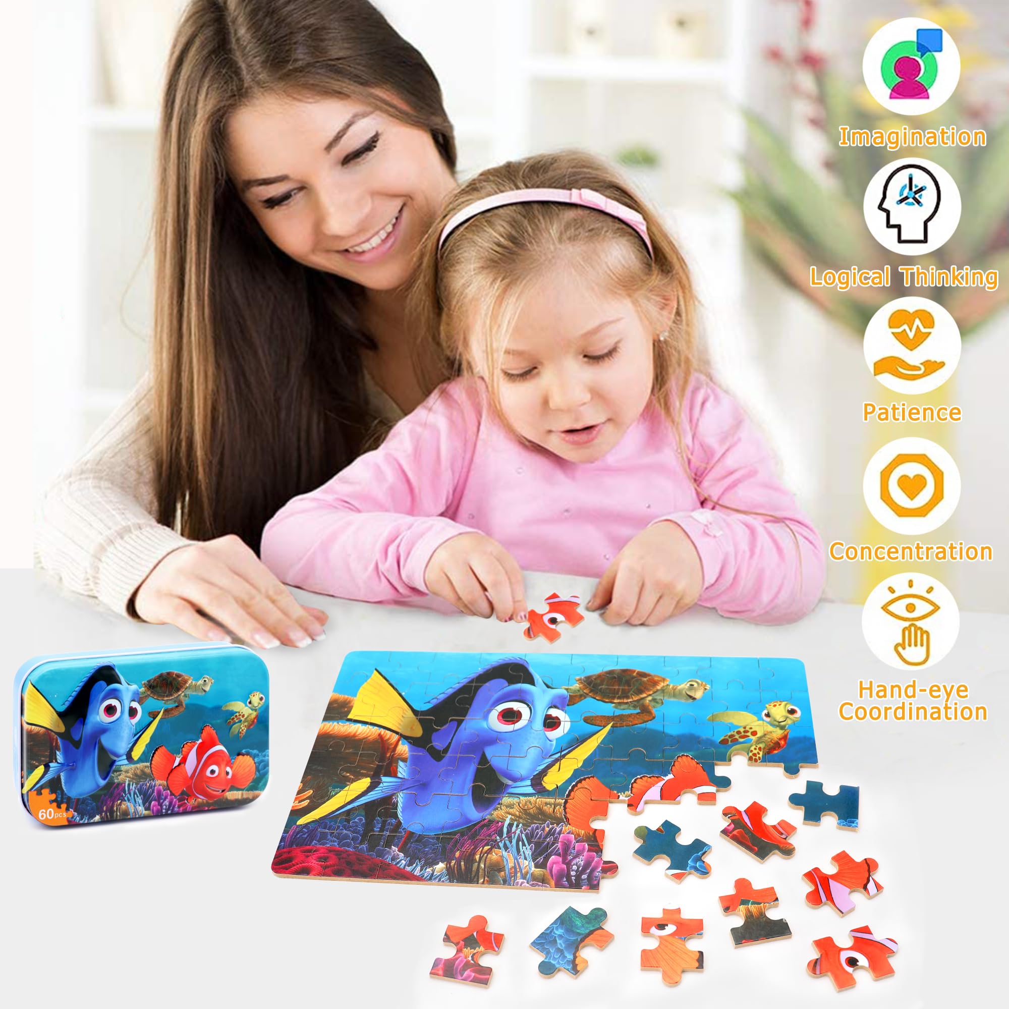 LELEMON puzzle pieces with numbered back help younger children during assembly.