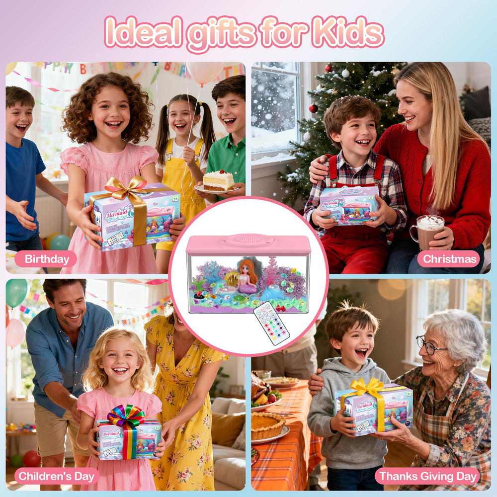 LELESUN mermaid terrarium assembly with a parent and child