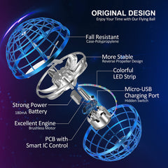 LEMATRIX Flying Orb Ball Toy blue hand control demo shows remote free operation.