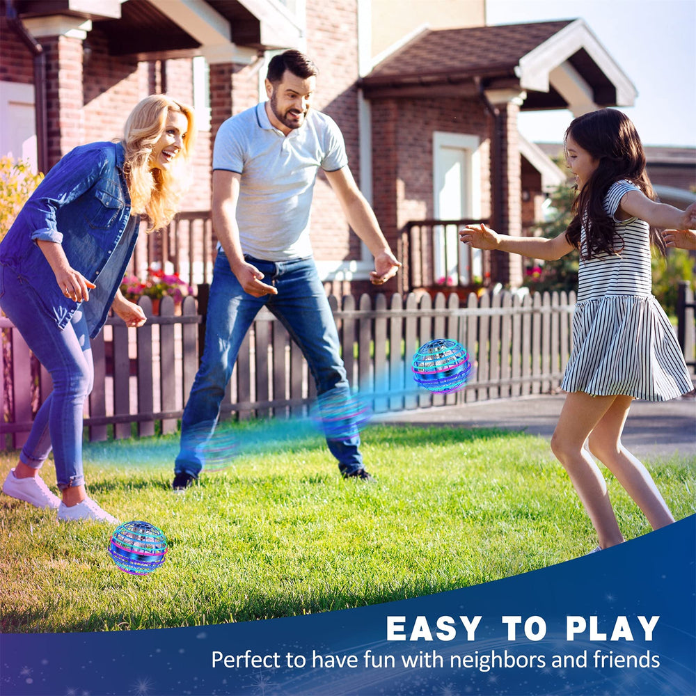 LEMATRIX Flying Orb Ball Toy blue indoors outdoors use for versatile play.