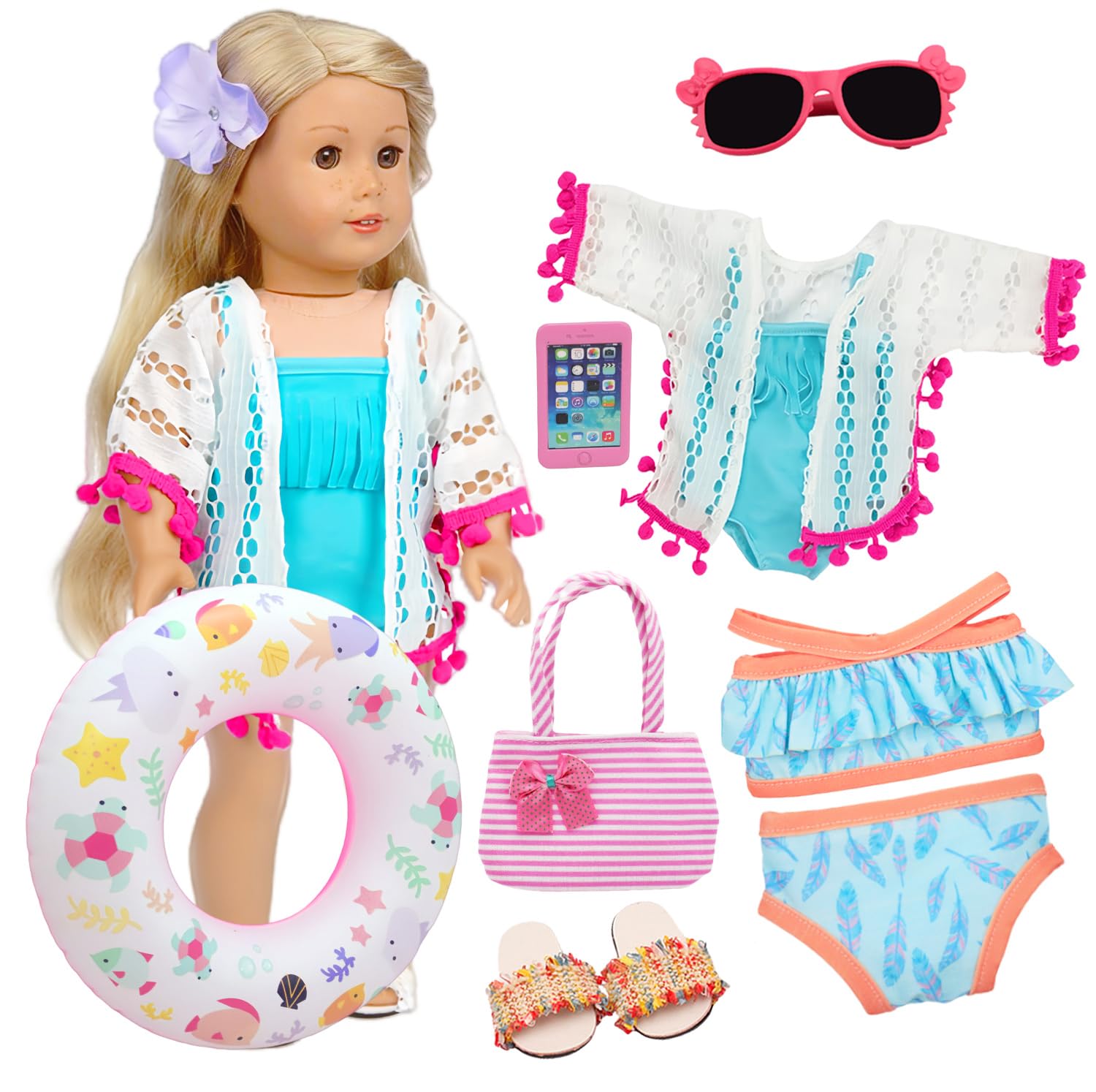 Lembani 18 inch doll bikini set 1 for sunny beach playtime