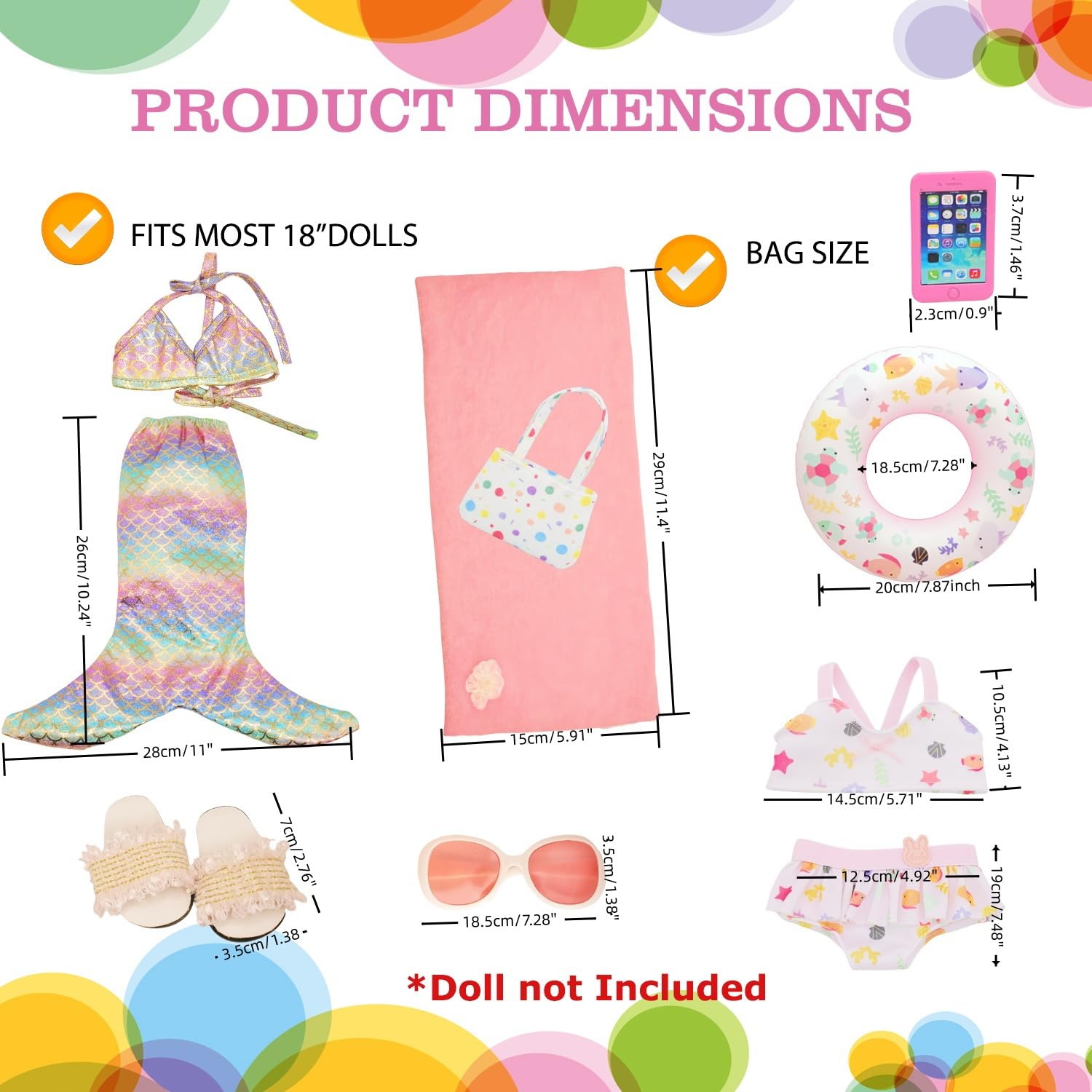 Lembani mini towel for 18-inch dolls soft and quick-drying during seaside pretend play