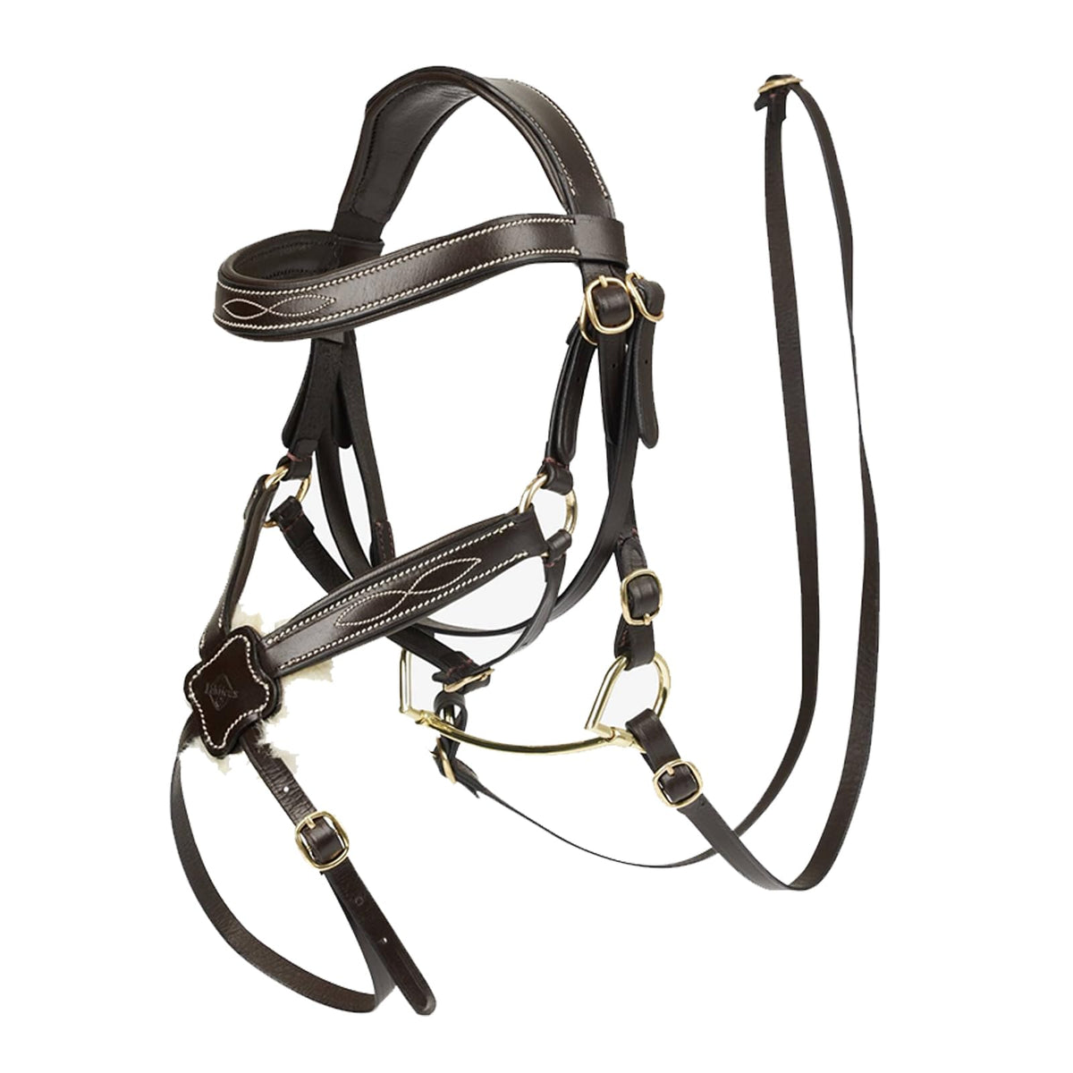 LeMieux Hobby Horse Grackle Bridle in brown leather for pretend tack.