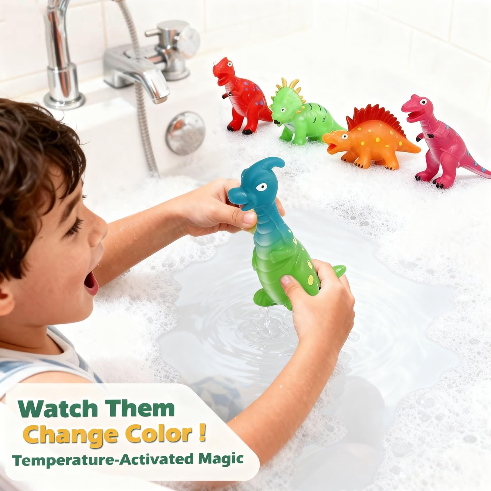 Lemofix mold-free no-hole dinosaur bath toys ensure safe water fun.