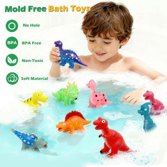 Lemofix soft rubber dino toys designed for toddler bath time safety.