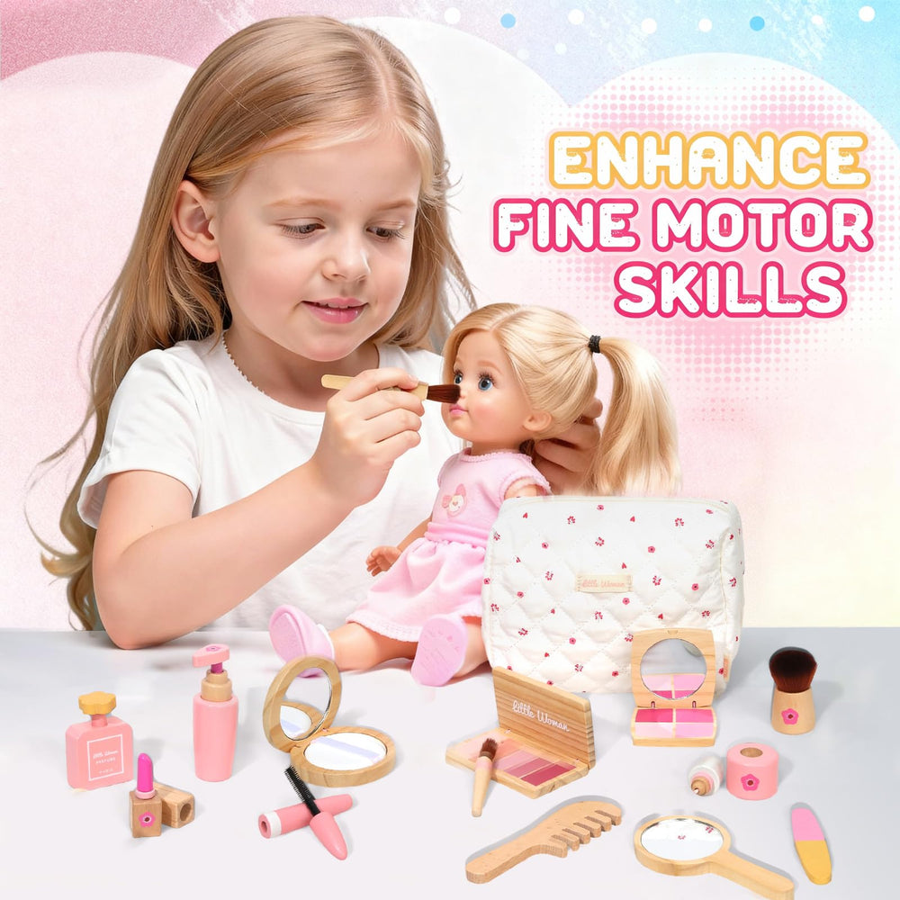 Lemofix wooden comb and mirror for pretend grooming.