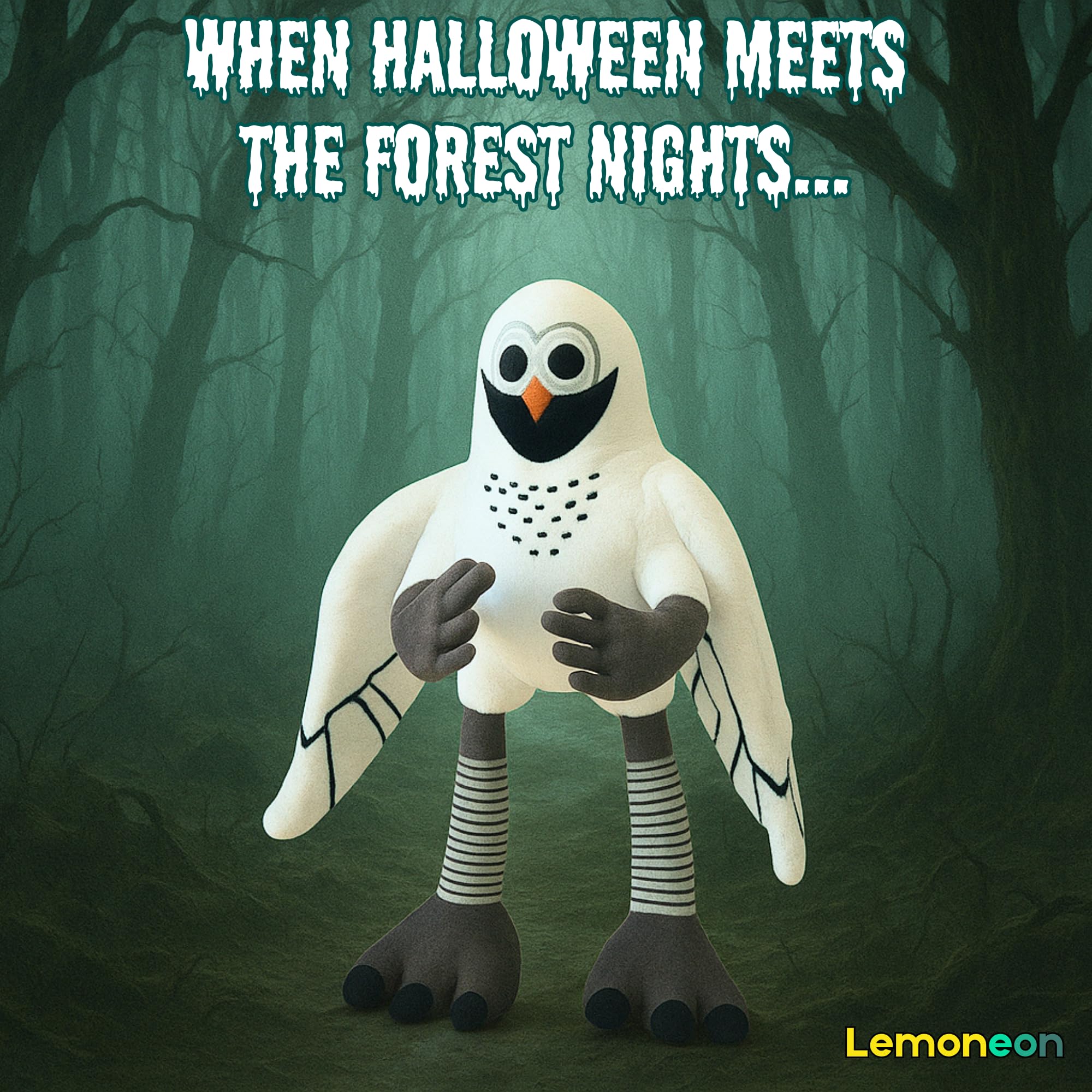 Lemoneon Owl halloween-decor plush brings a playful spooky vibe to rooms.