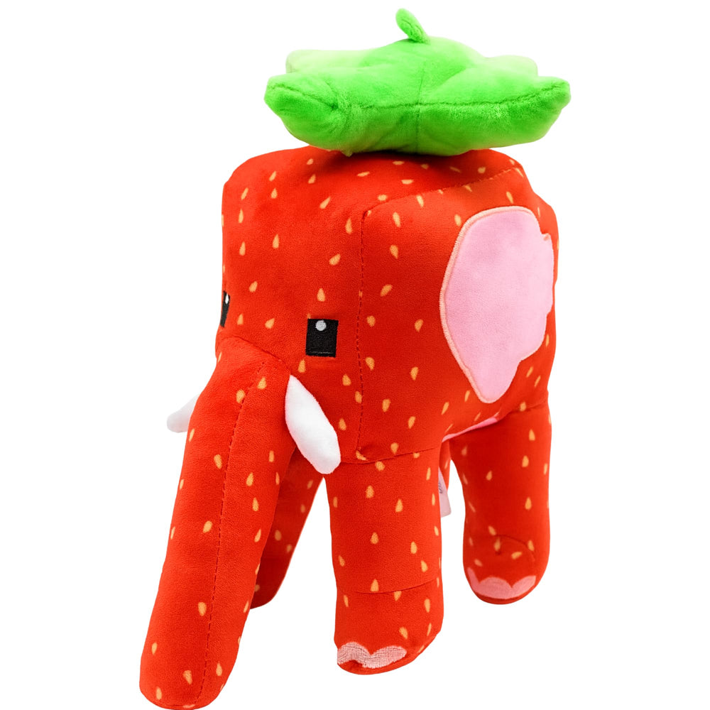 Lemoneon Strawberry Elephant plush, 12-inch size, great for gamer room decor.