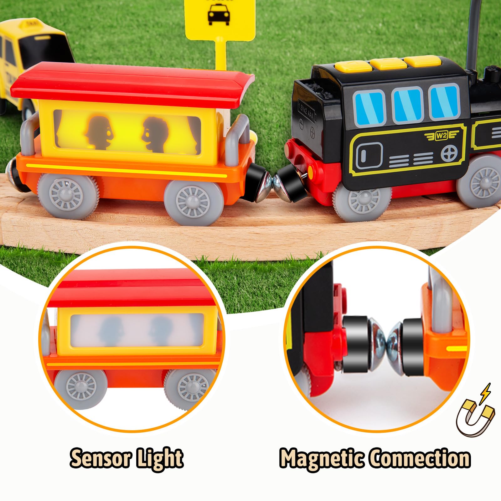 LemonKids magnetic connection feature enabling train linkage